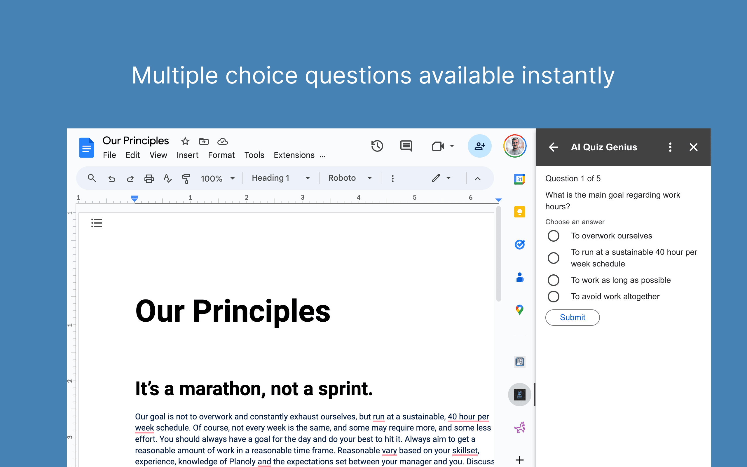 Multiple choice questions available instantly